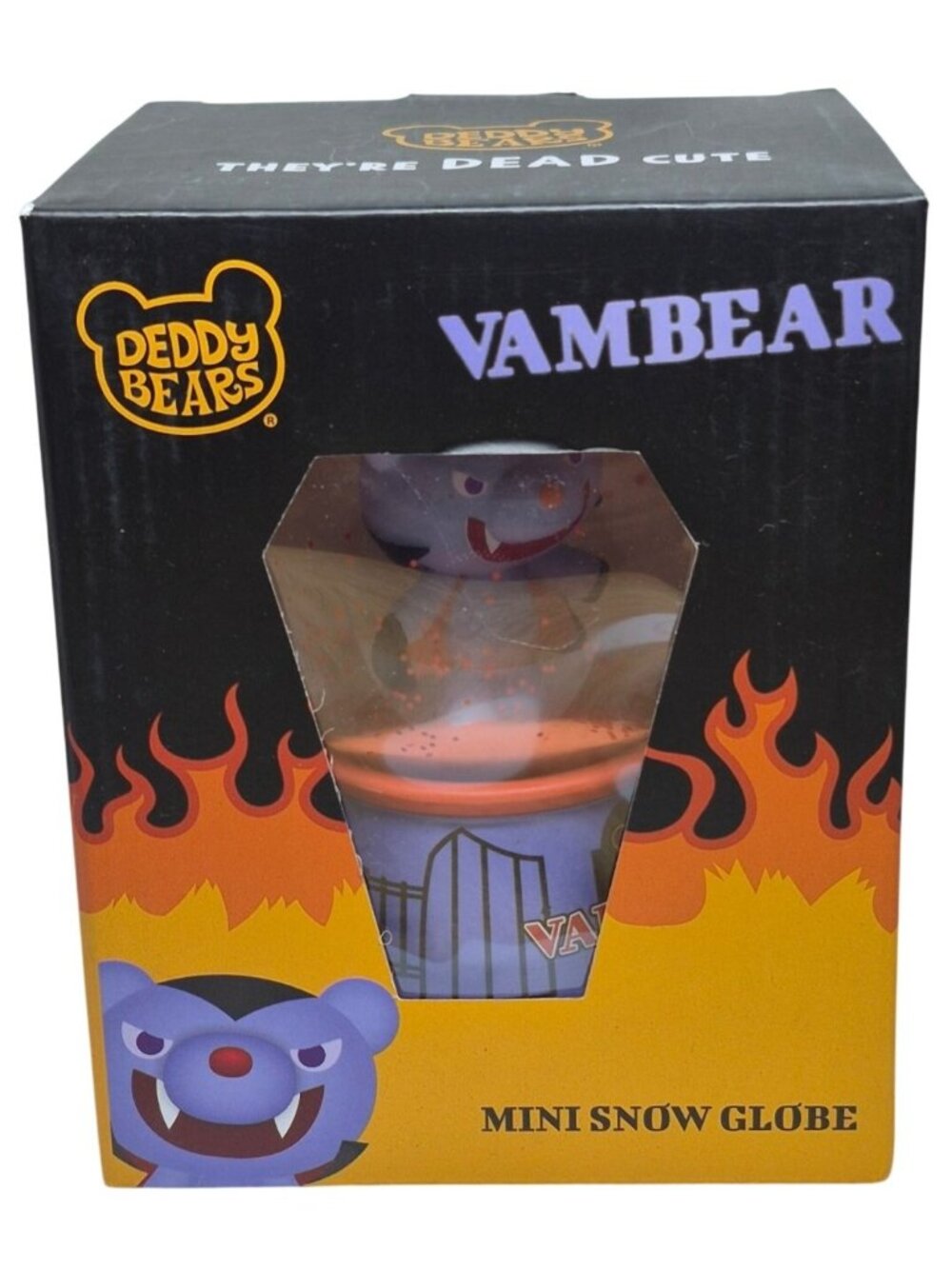 Deddy Bears Vambear Mini Snow Globe With Vampire Bear Figurine & Red Glitter
